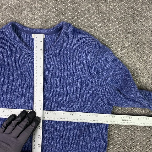 LL Bean Cardigan Sweater Women's Small Blue Marled Cotton Knit 245208 - Picture 7 of 9
